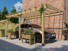 Load image into Gallery viewer, 6m x 3m Wooden Lean to Pergola Carport Kit
