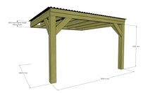 Load image into Gallery viewer, Chunky Wooden Lean to Box Pergola with Black Roof | Wychwood Black
