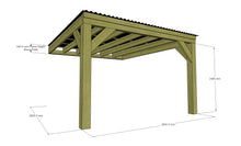 Load image into Gallery viewer, Chunky Wooden Lean to Box Pergola with Black Roof | Wychwood Black
