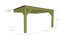 Load image into Gallery viewer, Chunky Wooden Lean to Box Pergola with Black Roof | Wychwood Black
