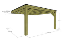 Load image into Gallery viewer, Chunky Wooden Lean to Box Pergola with Black Roof | Wychwood Black
