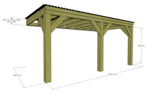 Load image into Gallery viewer, Chunky Wooden Lean to Box Pergola with Black Roof | Wychwood Black
