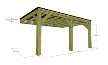 Load image into Gallery viewer, Chunky Wooden Lean to Box Pergola with Black Roof | Wychwood Black
