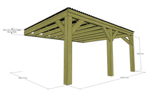 Load image into Gallery viewer, Chunky Wooden Lean to Box Pergola with Black Roof | Wychwood Black
