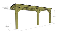 Load image into Gallery viewer, Chunky Wooden Lean to Box Pergola with Black Roof | Wychwood Black
