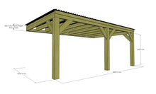 Load image into Gallery viewer, Chunky Wooden Lean to Box Pergola with Black Roof | Wychwood Black
