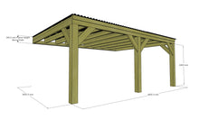 Load image into Gallery viewer, Chunky Wooden Lean to Box Pergola with Black Roof | Wychwood Black
