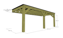 Load image into Gallery viewer, Chunky Wooden Lean to Box Pergola with Black Roof | Wychwood Black
