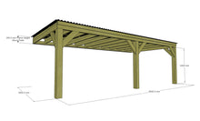 Load image into Gallery viewer, Chunky Wooden Lean to Box Pergola with Black Roof | Wychwood Black
