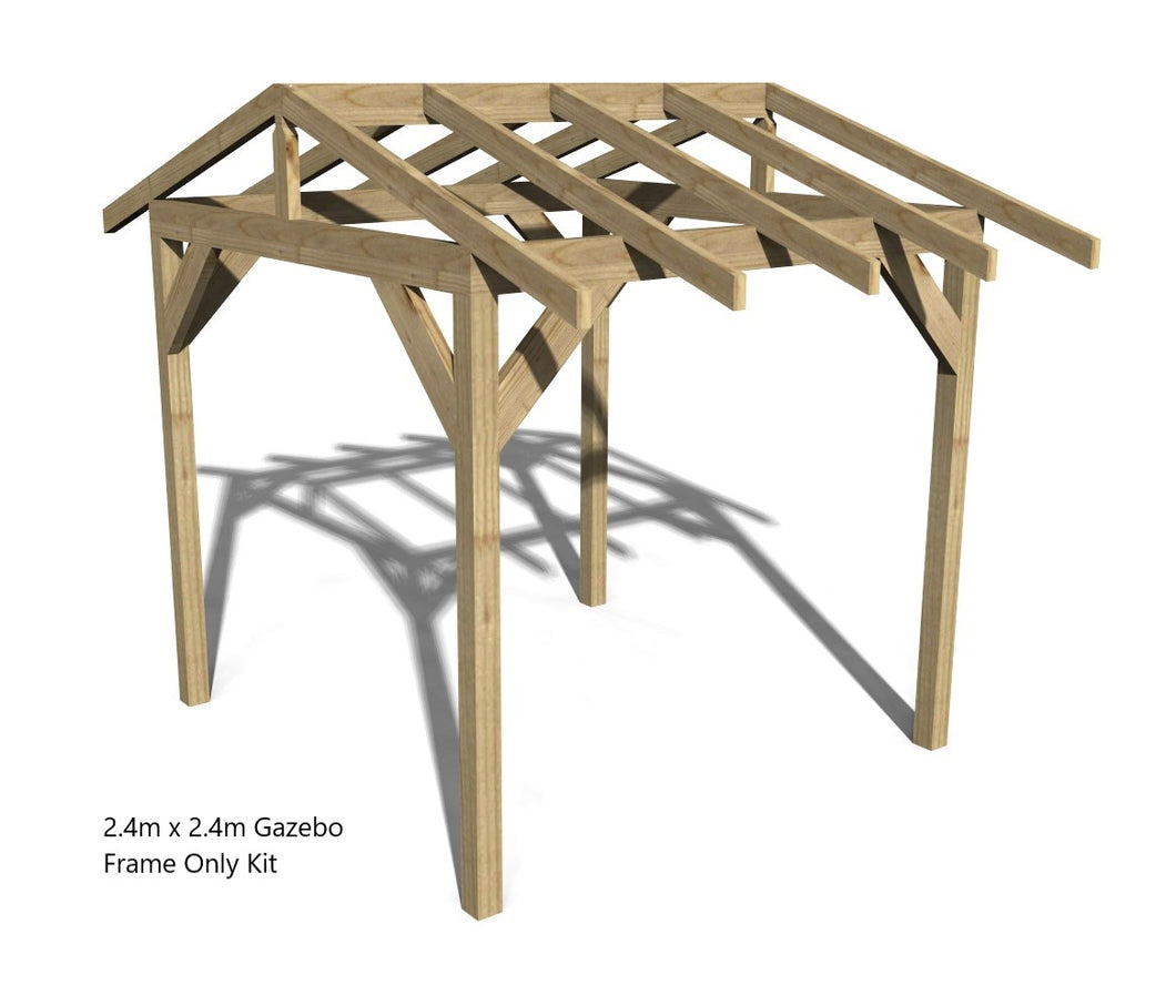2.4m x 2.4m Wooden Gazebo - Tanalised Frame