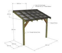 Load image into Gallery viewer, Wooden Lean to Gazebo with Clear Corrugated Roof | Brampton Clear
