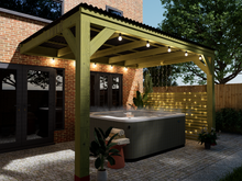 Load image into Gallery viewer, Chunky Wooden Lean to Box Pergola with Black Roof | Wychwood Black
