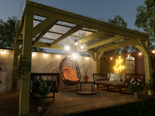 Load image into Gallery viewer, Chunky Wooden Box Pergola with Clear Roof | Wychwood Clear
