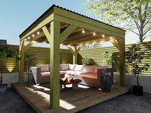 Load image into Gallery viewer, Chunky Wooden Box Pergola with Black Roof | Wychwood Black
