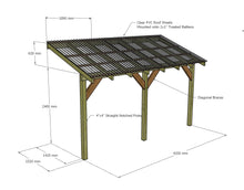 Load image into Gallery viewer, Wooden Lean to Gazebo with Clear Corrugated Roof | Brampton Clear
