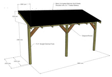 Load image into Gallery viewer, Wooden Lean to Gazebo with Black Corrugated Roof | Brampton Black
