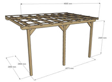 Load image into Gallery viewer, Wooden Lean to Shelter with Black Bitumen Corrugated Roof (3mtr depth, various lengths)
