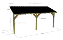 Load image into Gallery viewer, Wooden Lean to Gazebo with Black Corrugated Roof | Brampton Black
