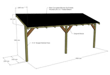 Load image into Gallery viewer, Wooden Lean to Gazebo with Black Corrugated Roof | Brampton Black
