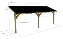 Load image into Gallery viewer, Wooden Lean to Gazebo with Black Corrugated Roof | Brampton Black
