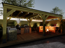 Load image into Gallery viewer, Chunky Wooden Box Pergola with Black Roof | Wychwood Black
