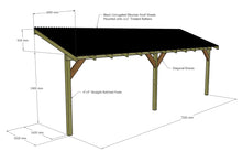 Load image into Gallery viewer, Wooden Lean to Gazebo with Black Corrugated Roof | Brampton Black
