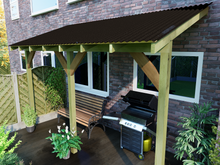 Load image into Gallery viewer, Wooden Lean to Gazebo with Black Corrugated Roof | Brampton Black
