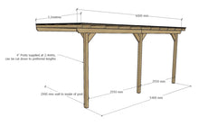 Load image into Gallery viewer, 6m x 3m Wooden Lean to Pergola Carport Kit

