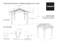 Load image into Gallery viewer, 2.4m x 3m Wooden Gazebo - Tanalised Frame
