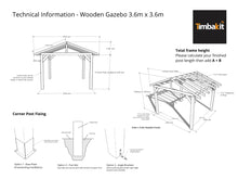Load image into Gallery viewer, Wooden Gazebo Kit 3.6m x 3.6m
