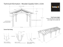 Load image into Gallery viewer, 9m x 3m Wooden Gazebo - Tanalised Frame
