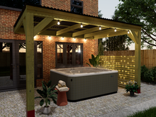 Load image into Gallery viewer, Chunky Wooden Lean to Box Pergola with Black Roof | Wychwood Black
