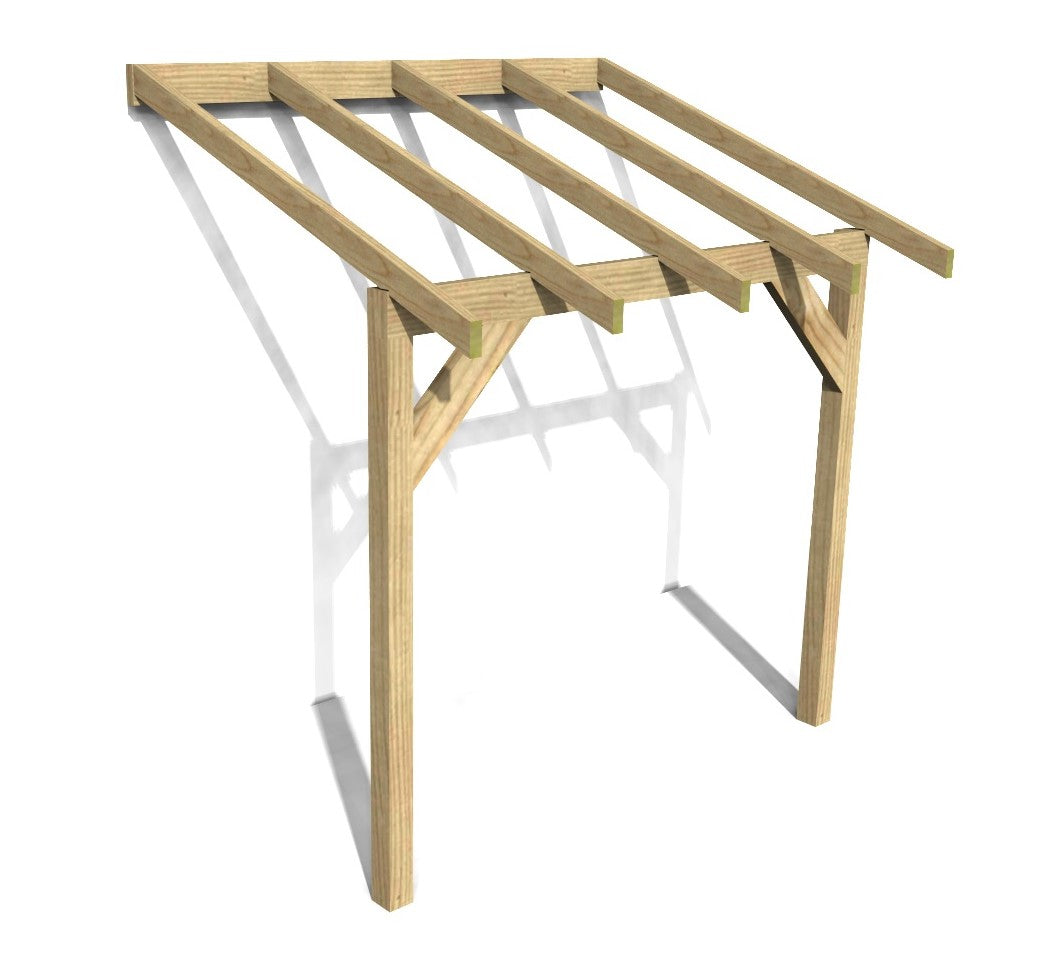 2.4m x 1.52m Wooden Lean to Canopy - Gazebo, Veranda - Frame Only Kit