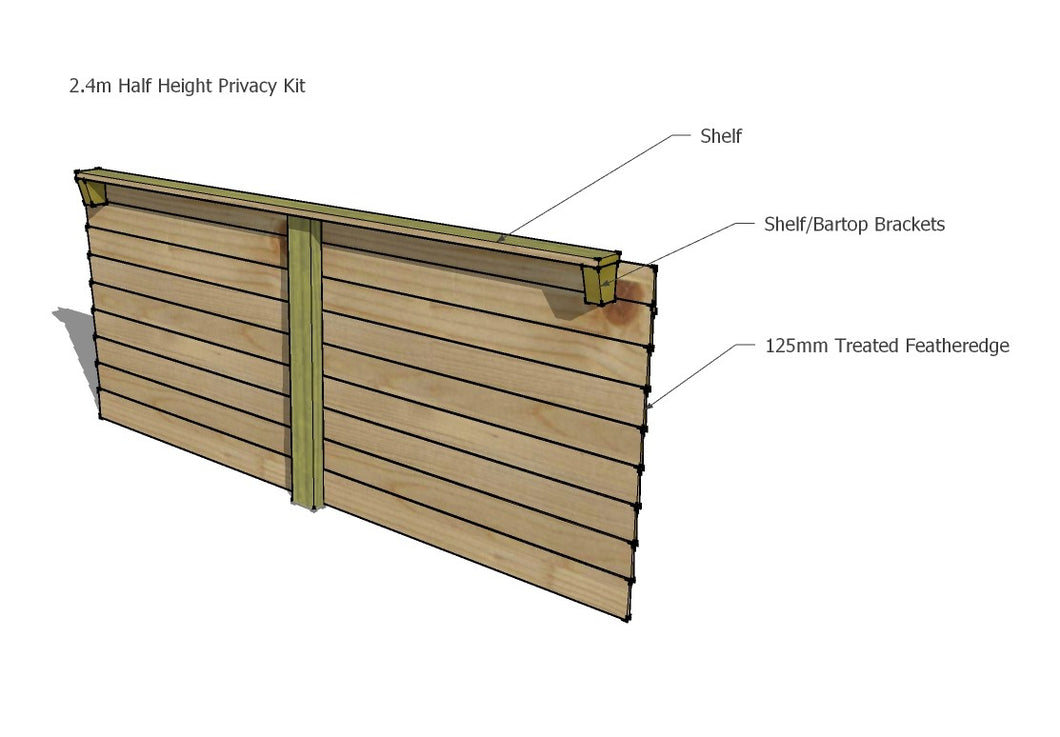 Privacy Side Kits for 2.4m x 2.4m Gazebo - Timber Featheredge