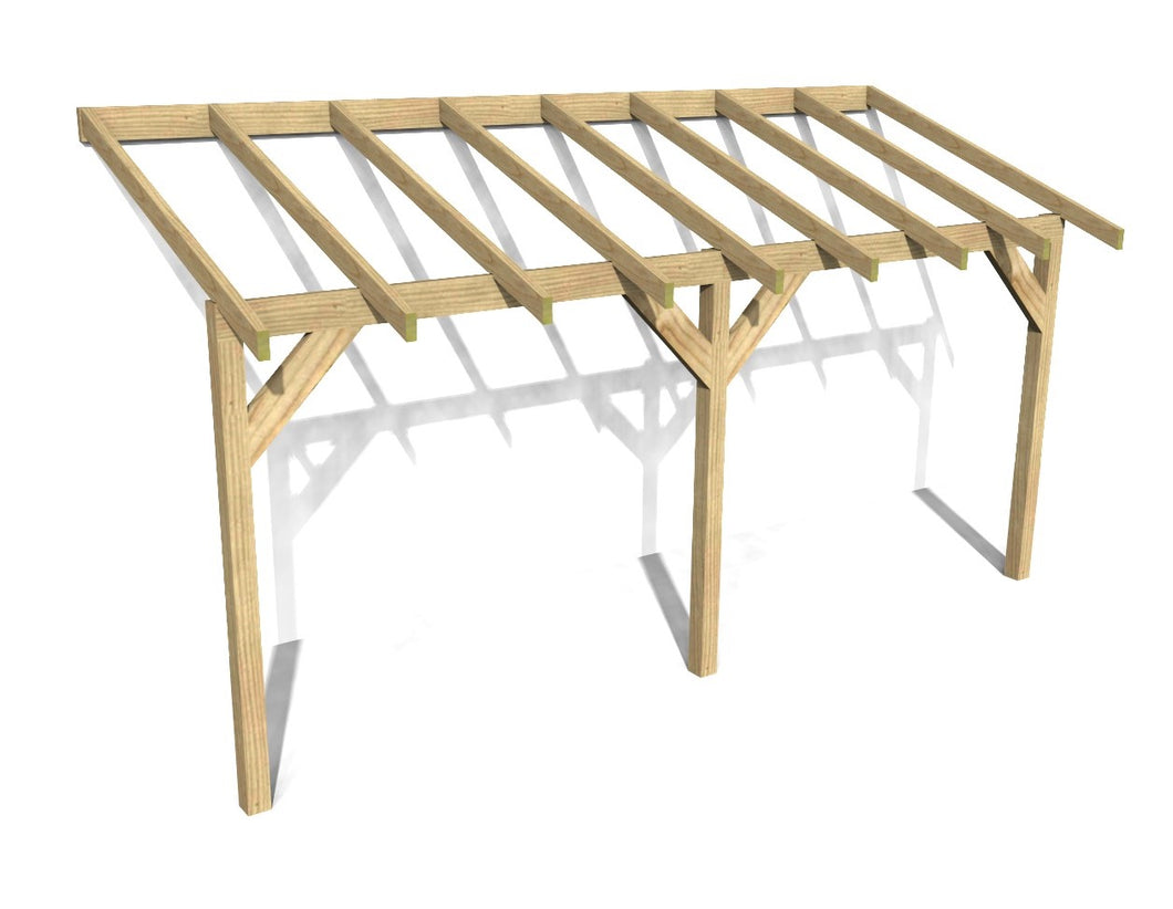 4.8m x 1.52m Wooden Lean to Canopy - Gazebo, Veranda - Frame Only Kit