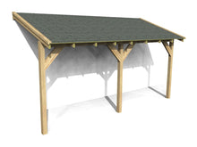 Load image into Gallery viewer, 4.8m x 1.52m Wooden Lean to Canopy - Gazebo, Veranda - Frame with Ply &amp; Felt Shingle Roof Kit
