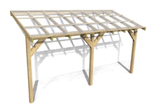 Load image into Gallery viewer, 4.8m x 1.52m Wooden Lean to Canopy - Gazebo, Veranda - Frame with Clear Corrugated PVC Roof Kit
