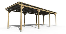 Load image into Gallery viewer, Freestanding Wooden Pergola Car Port Kit 9mtr x 3mtr - Frame Only/Clear PVC Corrugated Roof
