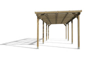 Load image into Gallery viewer, Freestanding Wooden Pergola Car Port Kit 9mtr x 3mtr - Frame Only/Clear PVC Corrugated Roof
