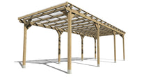 Load image into Gallery viewer, Freestanding Wooden Pergola Car Port Kit 9mtr x 3mtr - Frame Only/Clear PVC Corrugated Roof
