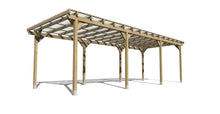 Load image into Gallery viewer, Freestanding Wooden Pergola Car Port Kit 9mtr x 3mtr - Frame Only/Clear PVC Corrugated Roof
