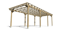 Load image into Gallery viewer, Freestanding Wooden Pergola Car Port Kit 9mtr x 3mtr - Frame Only/Clear PVC Corrugated Roof
